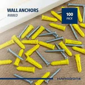 Ribbed Wall Anchors #4-#6 7/8-Inch With Screws Nylon Plastic Plug Anchor