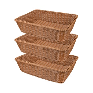 กล่องเก็บขนมผลไม้ ถาดเสิร์ฟทรงสี่เหลี่ยมหวาย ตะกร้าหวายพลาสติก - Product Image 1