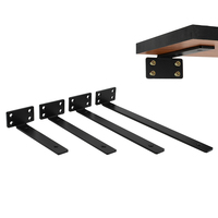 Support d'étagère en métal enduit noir, support d'angle robuste pour étagères de meubles murales