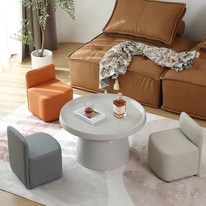 Taburete Moderno en Forma de Cubo con Respaldo, en Naranja, Beige, Gris Mica, Marrón Mocha, Azul Zafiro, para Sala de Estar, Sillón Otomano - Product Image 4