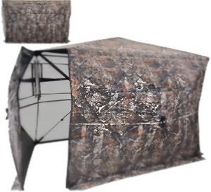 Tente rectangulaire en perspective à quatre côtés avec porte à ouverture latérale à fermeture éclair ordinaire Pôle en fibre creuse 4 cordes à vent noires - Product Image 1