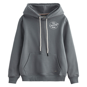 Sudadera con capucha de algodón y poliéster con logotipo personalizado 470GSM, Sudadera con capucha marrón Lisa estampada al por mayor para hombre - Product Image 2