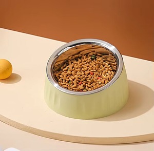 Distributeur automatique de nourriture pour animaux de compagnie à gravité, double gamelle en acier inoxydable surélevée et antidérapante pour chiens et chats, pour petits chiens et chiots, OEM - Product Image 3