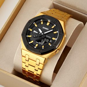 <span class=keywords><strong>Montre</strong></span> de luxe sport analogique-numérique en acier inoxydable pour <span class=keywords><strong>homme</strong></span>, étanche 5 BAR, lumineuse, avec alarme, chronographe et affichage LED - Product Image 6