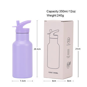 Logo personnalisé 12oz 350ml intérieur en acier inoxydable 316 tasse à vide flacon à buse portable avec couvercles à poignée - Product Image 2