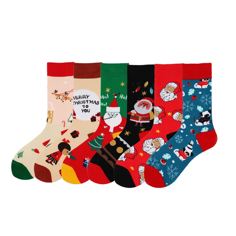 Calcetines de algodón y poliéster con estampado de dibujos animados para hombre, calcetín de moda, KT-K119, navidad
