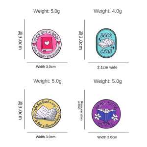 スミンピンブッククラブエナメルピンラウンド続きを読む本合金ラペルバッジラブプラントブローチカスタムメイド - Product Image 6