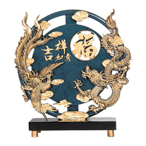 Regalo di inaugurazione casa nuova, decorazione rotonda in resina Drago e Fenice per ingresso, ufficio, soggiorno, mobile, decorazione per la casa in resina - Product Image 6