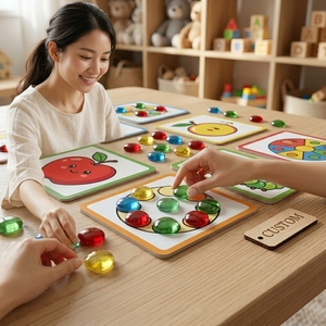 Jeu de mosaïque en papier avec couleurs personnalisables, jouet éducatif, 54 pierres, 10 cartes d'apprentissage, activité de motricité fine pour enfants - Product Image 3