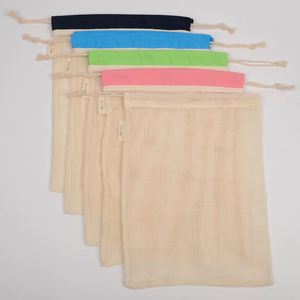 Reusable Cotton Mesh Produce <b>Bags</b> Eco-Friendly Drawstring <b>Bag</b> Vegetable Fruit <b>Storage</b> <b>Bags</b> Net Packaging Grocery Shopping <b>Bag</b> - Product Image 3
