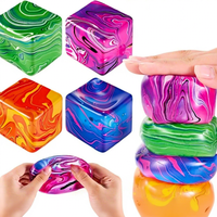 Jouet anti-stress populaire en forme de glaçon ondulé, jouet viral à succès en forme de cube de maltose à presser