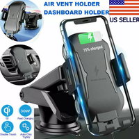 Chargeur de voiture sans fil 15W 2 en 1 Support de fixation automatique pour charge rapide US