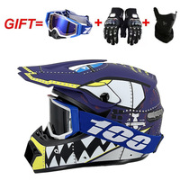 Casque de moto tout-terrain toutes saisons avec lunettes, gants et masque intégrés pour VTT et motocross