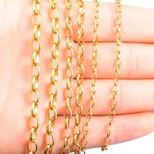 Collar largo de cadena con eslabones ovalados únicos de acero inoxidable, color dorado, estilo hip hop, para mujeres y hombres, regalo de joyería, se puede personalizar. - Product Image 6