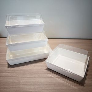 Envases desechables para sándwich con tapas transparentes, envases de papel para sushi para llevar, cajas rectangulares para pastel de rollo <span class=keywords><strong>suizo</strong></span> para postres artesanales - Product Image 4