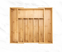 Organisateur de tiroir extensible en bambou Rectangle Plateau à couverts Cuisine Poli Bureau Pliable Outils de rangement en bois Vaisselle