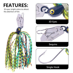 8CM 11.4G <span class=keywords><strong>Chatterbait</strong></span> <span class=keywords><strong>Leurre</strong></span> Jupes En Caoutchouc <span class=keywords><strong>Chatterbait</strong></span> Tête Haute Qualité Spinner Jig Métal Buzz Bait Leurres - Product Image 3
