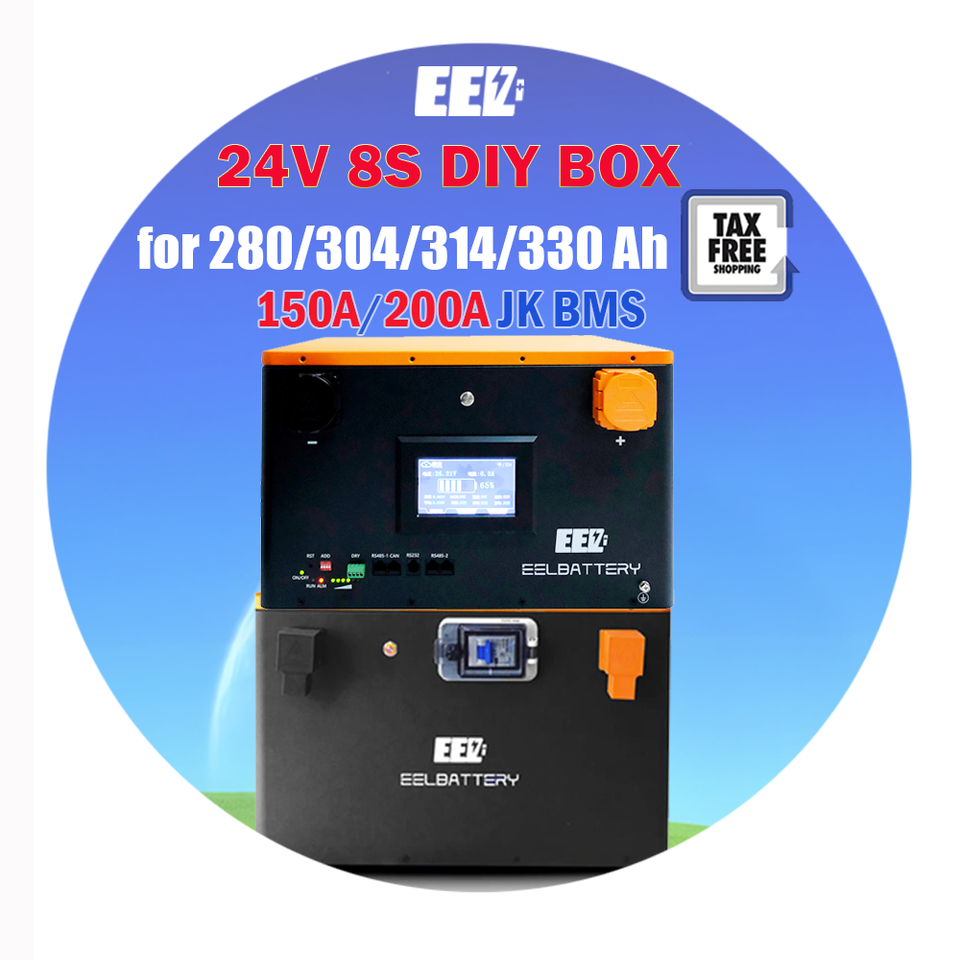 EEL 24V 8S DIY Battery Box with JK 200A BMS for 320ah Lipo