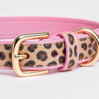 Collier pour chien en cuir imprimé de luxe, personnalisable avec nom de marque et motif géométrique en feuille d'aluminium, Fournitures pour animaux de compagnie