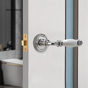 Poignée de <span class=keywords><strong>porte</strong></span> de maison en <span class=keywords><strong>porcelaine</strong></span> or PVD en <span class=keywords><strong>laiton</strong></span> massif avec serrure Style américain appartement intérieur chambre salle de bain poignée de <span class=keywords><strong>porte</strong></span> à levier - Product Image 2