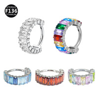 Gaby ASTM F136 Anneau de piercing en titane de qualité implantaire, classique, anodisé, 16G, 3,0 mm, segment articulé clicker pour oreille et nez