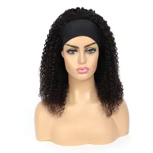 Wholesale 100% Brazilian Human Hair Kinky Curl Headband Wig,Hot Selling Brazilian 10A Grade Large number In Stock Hair Wig