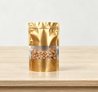 Op maat bedrukte ziplock zakjes met glanzende transparante voorzijde voor voedselopslag, hersluitbare gouden Mylar zakken