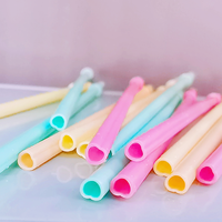 Pailles à boire réutilisables en PP personnalisées en forme de cœur, écologiques, certifiées sans BPA, de qualité alimentaire, pour les fêtes