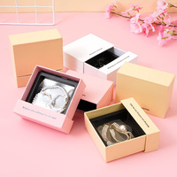 Caja de Almacenamiento de Joyería de Cartón Rígido Pequeña con Diseño Personalizado de Lujo, Forma de Cajón, Forro de Esponja, Laminación Brillante/Mate