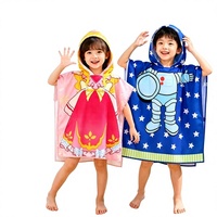 Serviette de bain et de plage à capuche pour enfants en microfibre, emballée individuellement, imprimé dessin animé, séchage rapide