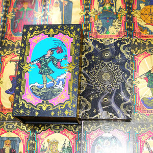 高品质批发定制环保 PVC 金箔防水塔罗牌带用户手册家庭使用黑金太阳设计 - Product Image 2