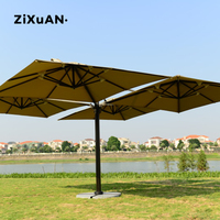 Parapluie extérieur de patio de vente directe d'usine, style de marché pour le pont de jardin de table de balcon de terrasse, parapluie de meubles de cour 2 têtes