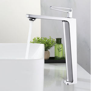 Modern Style High Brass Basin Faucet, Hot and Cold Long Basin Mixer, Chrome Black Single Hole Faucet - Product Image 1