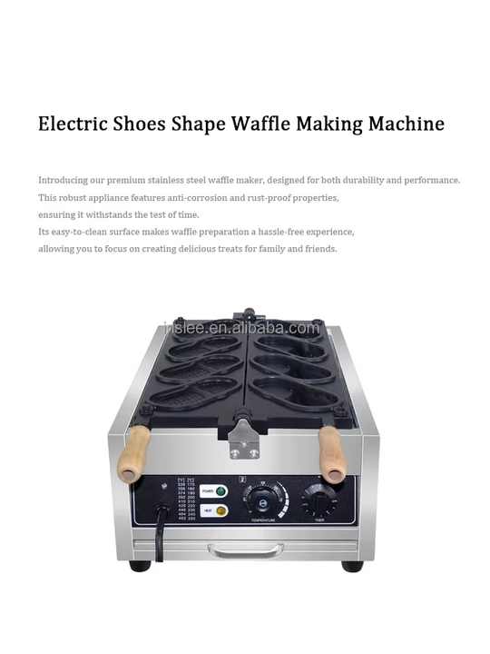 ステンレス製クロックス型ワッフルメーカー - ノンスティック3D穴あき