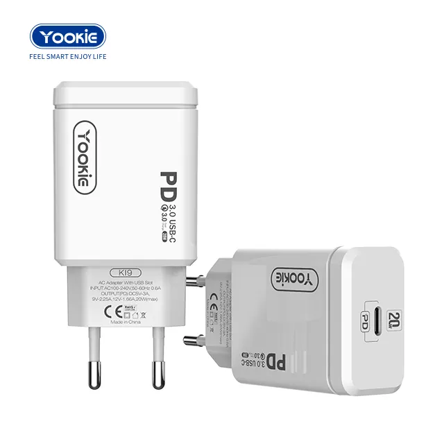 YOOKIE Wholesale TYPE c cargador quick wall charger 20w pd for apple i phone original cargador lightning cable