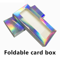 Boîte d'emballage de cils en forme de diamant avec strass bling holographique personnalisé OMT de 25mm laminage mat papier pour cils recyclable