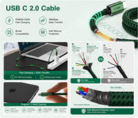 Cable de carga rápida trenzado de nailon, cable de datos duradero de alta velocidad para iPhone Apple 15, serie 16, 6A, 60W, PD, 2, 2,