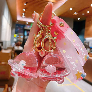 LLavero de animal acrílico aceitado de dibujos animados, platillo volador creativo, botella de arena movediza, llavero, bolsa, colgante, máquina de garra, llavero de regalo - Product Image 4