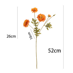 Artificial Daisy Flowers Red Plastic Fabric High Simulation Autumn Decor Home Floral Arrangement Single <b>Branch</b> JG-19101 - Product Image 5