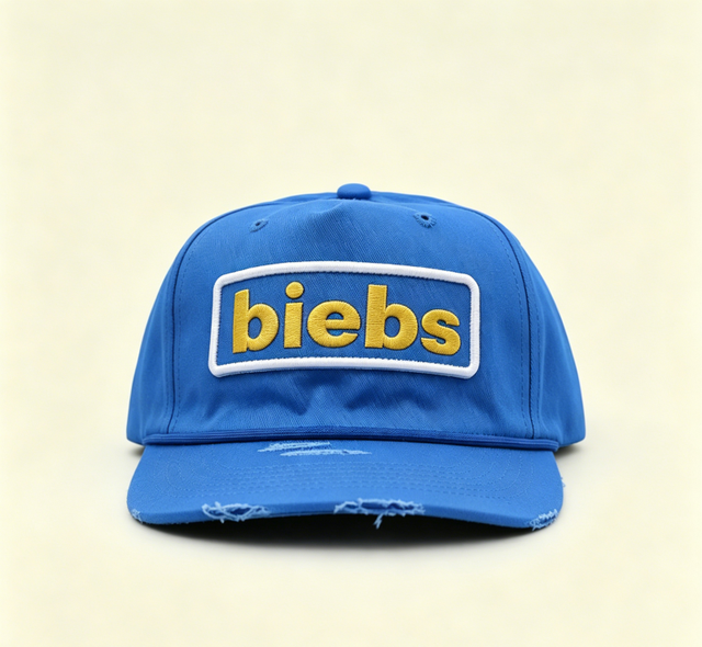 Retro Vintage Distressed Brim Embroidery Patch Unstructured Low Profile Rope Cotton Baseball Cap