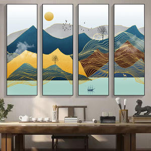 Nouveau <span class=keywords><strong>paysage</strong></span> <span class=keywords><strong>chinois</strong></span> peinture canapé fond mur quatre peinture décorative salon de thé peinture et mur art décoration de la maison - Product Image 6