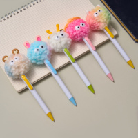 Bolígrafo de plástico simple con diseño de cabeza de peluche de dibujos animados