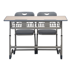 Parte superior de MDF y Marco de metal aula Academia 2 personas muebles dobles para adolescentes juego de <span class=keywords><strong>escritorio</strong></span> y silla escolar - Product Image 3
