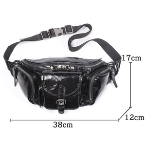 Riñonera de Cuero Negra al por Mayor para Hombre y Mujer, Bolsa de Cintura Multibolsillos a la Moda para Viajes, Deportes, Senderismo, Ciclismo - Product Image 2