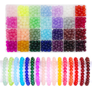28 Grid 8mm Imitation Jade Glass Bead Set DIY Bracelet Jewelry Making Accessories 700pcs Colorful Beads For Crafting - Product Image 1