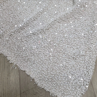 Tissu en velours élégant brodé de perles et de sequins, polyester extensible vert pour robe de soirée femme, matériau pour bagages et artisanat