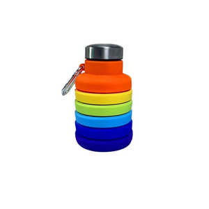 Bouteilles de voyage pliables personnalisées en gros gratuites, bouteille d'eau en silicone pliable portable pour le sport en plein air avec poignée - Product Image 1