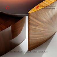 Table basse minimaliste italienne, ensemble de tables d'appoint, style moderne, luxe léger, plateau en marbre et bois massif composite, réglable et personnalisable