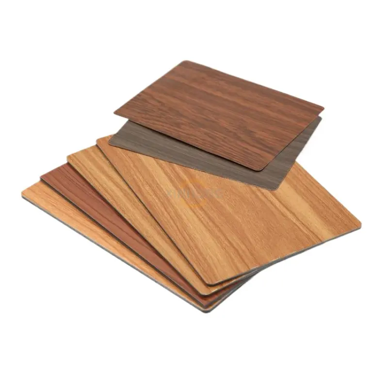 Material compuesto de aluminio recubierto de color madera 1220x2440mm Panel ACP/ACM para revestimiento de paredes y suelos a la venta