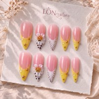 Ongles à presser en PMMA faits à la main 3D, longs, pointus, courbes, style stiletto, couvrance totale, réutilisables, en vrac, 10 pièces